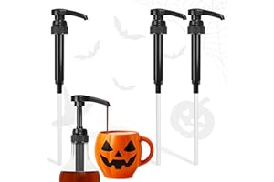 RELUEN Set of 4 Syrup Pumps for Coffee Bar - Christmas Coffee Syrup Pump Dispenser for Holiday Drink Creations, 12.4" - Fits Most Skinny Bottles, Adjustable Length & Lockable Design for Home & Commercial Use