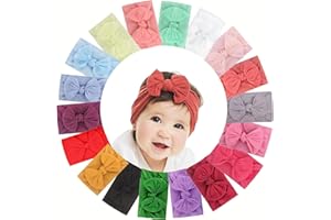 18 PCS Baby Headbands Soft Nylon Hairbands with Bows Girls Hair Accessories for Newborn Infant Toddler Kids Handmade