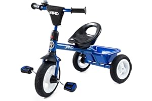 JMMD Toddler Tricycles Age 18 Months to 5 Years, Kids Trike with Adjustable Seat, Storage Basket, Rubber Tires, Easy to Install Riding Bike Gift for Boys and Girls, Blue