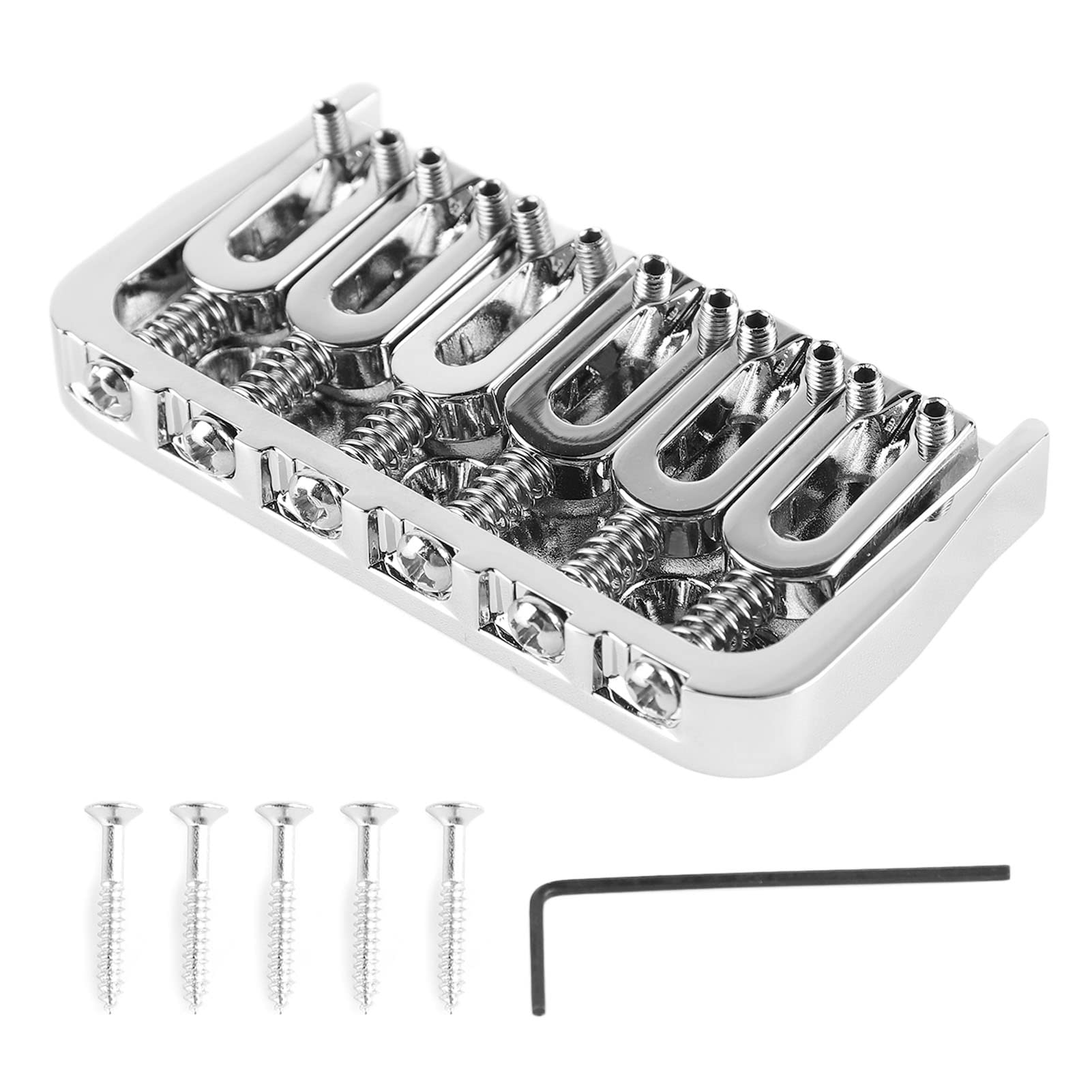 Electric Guitar Fixed Bridge, Metal Adjustable Professional Guitar Fixed Bridge Replacement (Silver with Silver Screws) Performance Accessories