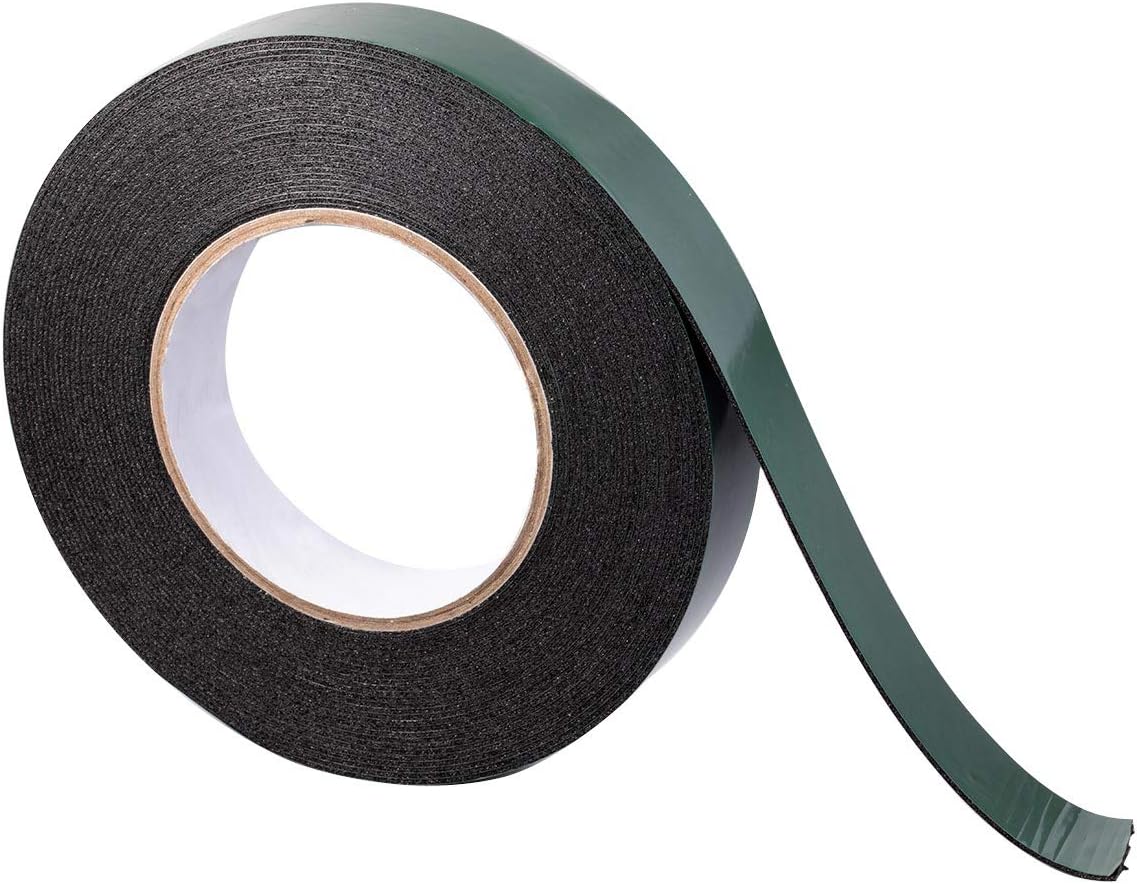 YoiYee 25mm x 10m Double Sided Foam Tape, Strong Sticky Adhesive Green Film Glazing Tape, PE Sponge Strip Sticky Mounting Tape, Black - Image 5