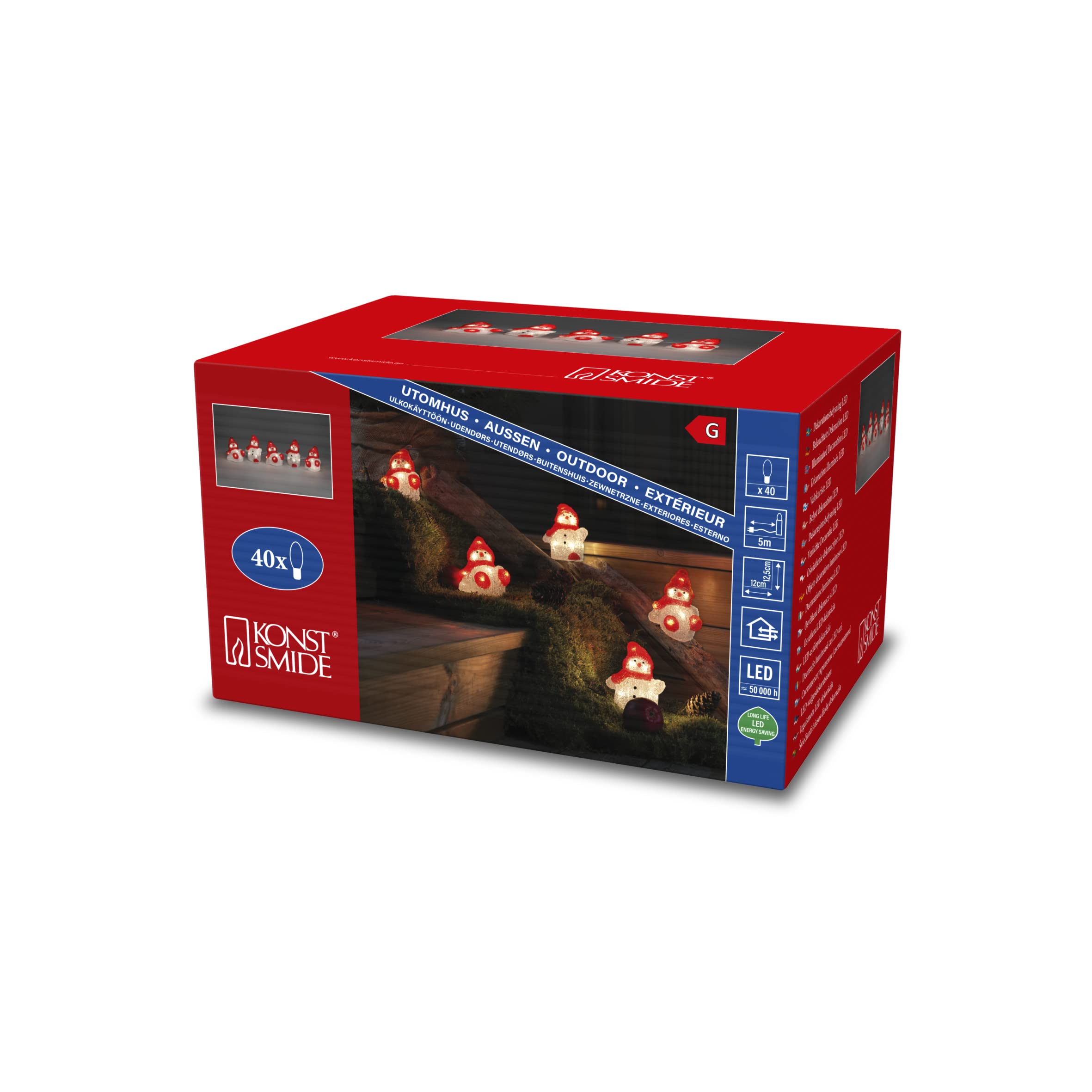 Konstsmide Christmas Outdoor Set of Happy Snowmen, Plug in, Christmas Decorations, Outdoor Figures Decoration