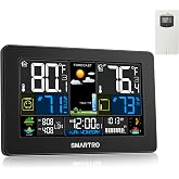 SMARTRO Weather Station Wireless Indoor Outdoor Thermometer for Home | Large Color Display Digital Clock, Forecast with Barometer, Ambient Temperature Humidity Monitor with Moon Phase