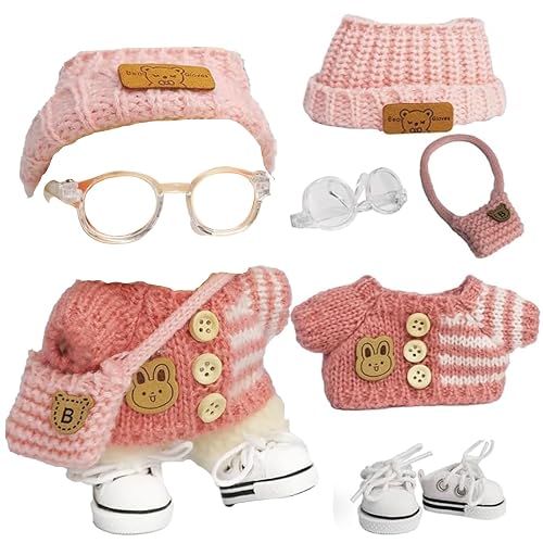 Baby Doll Accessories, 5 PCS Baby Doll Accessories Set with Knitted Sweater Hat Bag Glasses Shoes, Baby Dolls Clothes for Halloween Christmas Valentines Day Birthdays Anniversaries Gifts