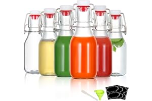 YEBODA 6 Pack 4 oz Swing Top Glass Bottles,Small Flip Top Glass bottles with airtight Caps for Home Brewing,Kombucha,2nd Ferm