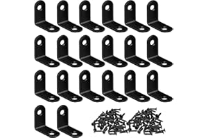 Ldzzuo 20pcs L Bracket Corner Metal Corner Brace 90 Degree Right Angle Bracket with 40 pcs Screws for Wood Furniture Cabinet 