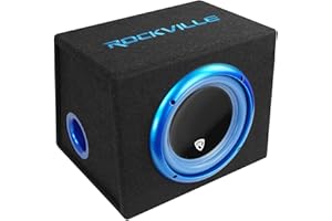 Rockville RVB10.1A 10 Inch 500W Active Powered Car Subwoofer+Sub Enclosure Box, Black