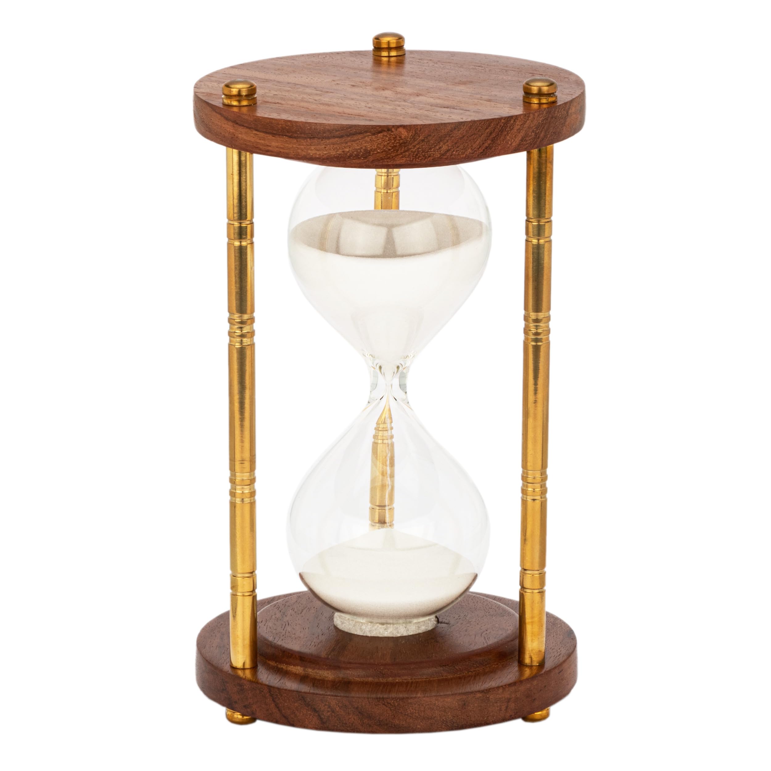 NKlaus Nautical Hourglass 3 Columns Brass / Wood 30 Minutes 17.5 x 10 cm Maritime Decoration 14992