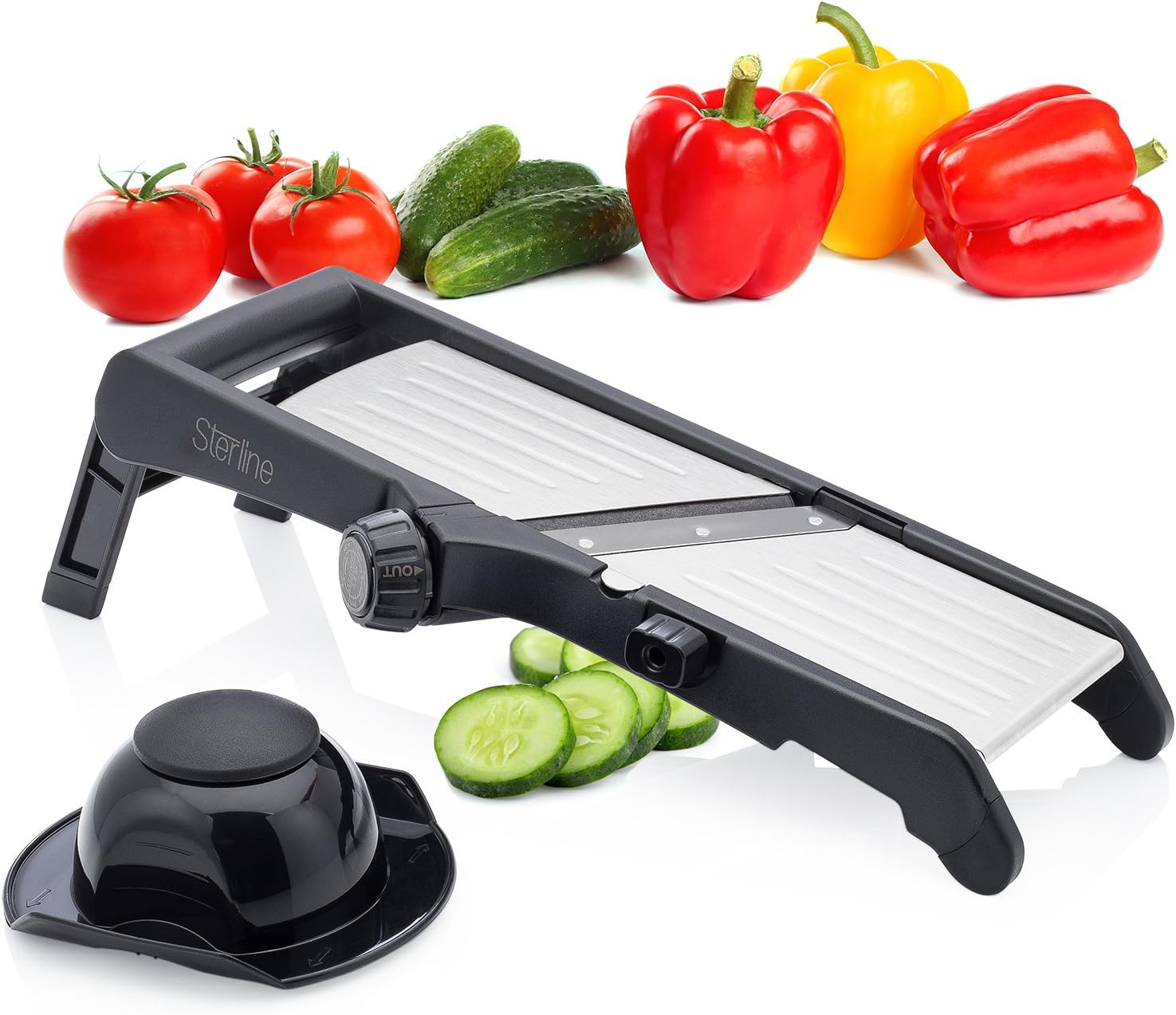 Sterline Adjustable Stainless Steel Mandoline Slicer and Waffle Fry Cutter, Countertop Vegetable Slicer, Potato Slicer, Manual Food Slicer, French Fry Cutter, Mandolin Julienne Blade, BPA Free