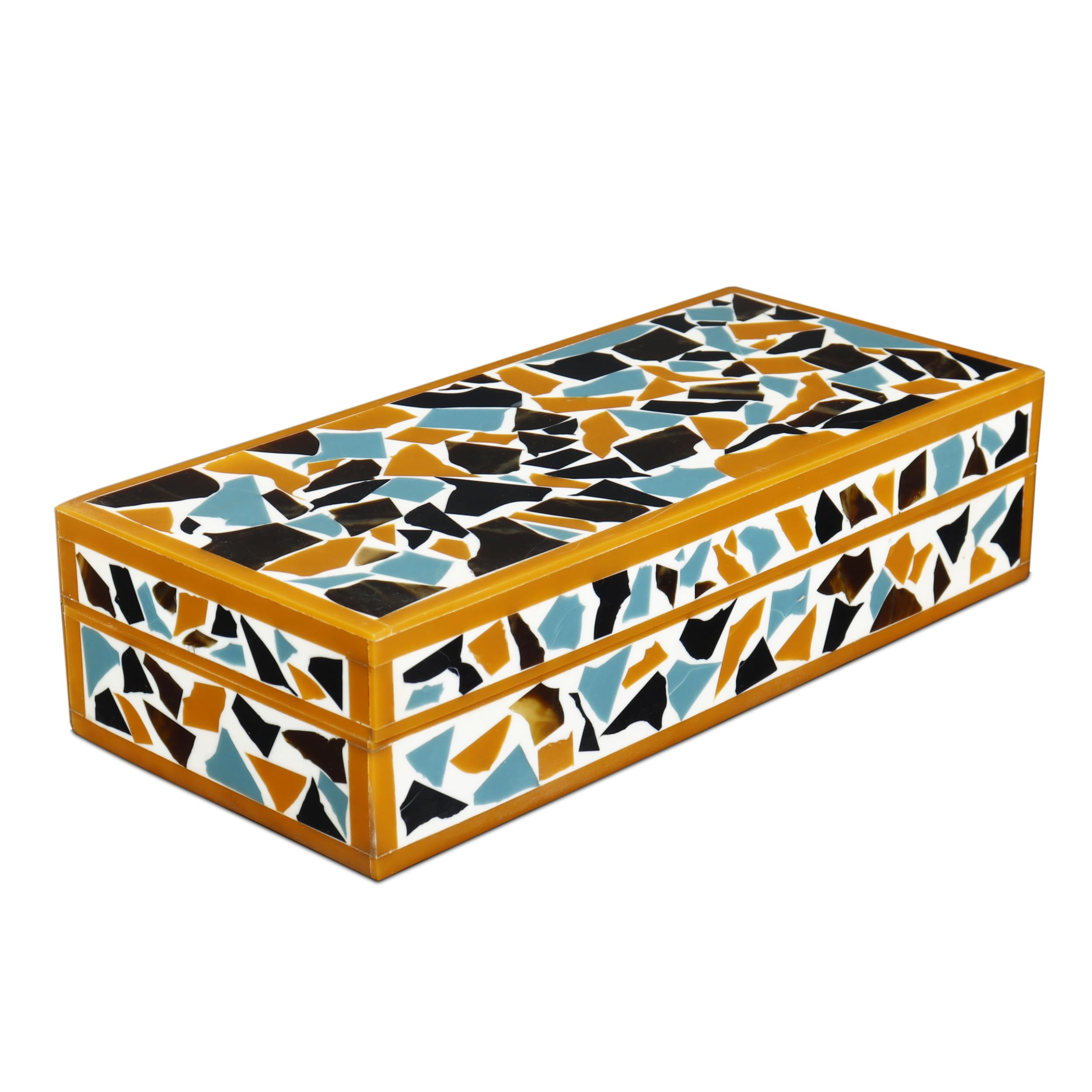 Handicrafts Home Decorative Storage Box 10x4.5 – Remote Control Holder, Jewelry Organizer, Modern Decorative Box with Lid, Boho Chic Home Décor Accent, Vintage Memory Box for Living Room Shelf Décor