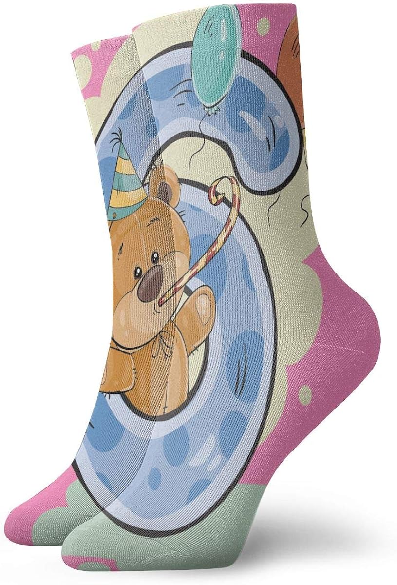 Cartoon Bear Birthday Unisex Casual Comfortable Stockings