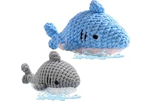 Sekafris Crochet Kit for Beginners – Beginner Crochet Kit for Adultswith Step-by-Step Video Tutorials- Amigurumi Crochet Kit-Two Sharks Crocheted in The Same Stitch