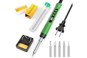 CRTSWEKER Soldering Iron Kit, 190W Soldering Gun, 110V LED Solder Kit for Electronics, Adjustable Temperature 356-932℉, Includes Solder Wire, Tips, Stand, Sponge and Flux Paste, Army Green