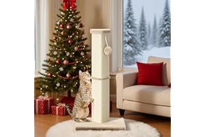 MEOWHOMM Cat Scratching Post, 32 Inch Tall Scratching Post for Indoor with 5 Inch Diameter Posts and Ball Cat Scratcher for Medium and Large Cats
