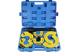 TradeINArt Macpherson Strut Spring Compressor Kit Interchangeable Fork Strut Coil Extractor Tool Set with Safety Guard and Ca