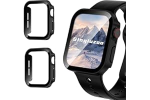 Singiuzoo 2 Pack Waterproof Case for Apple Watch Series 9 8 7 41mm, Straight Edge PC Bumper with Tempered Glass Screen Protector 360 Protective Cover for iWatch (41mm, Black/Black)