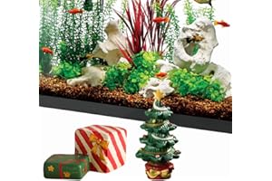 Settoo 4 x 5 x 5 cm Aquarium Decoration Resin Christmas Tree with 2 Gift Box Ornament, Gift for Christmas, Thanksgiving Day