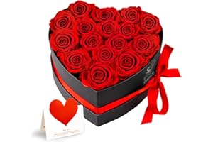 DIGI MARKER Preserved Flowers gifts for women，16 Piece Forever Roses Heart Shaped Box，Gifts for Girlfriend, Women, Mom, Wife, Gifts Idea on Valentine's Day, Mother's Day, Birthday, Anniversary, Thanksgiving