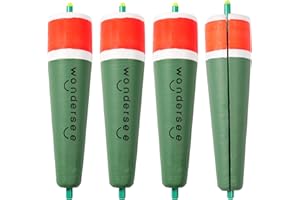 wondersee Fishing Floats Weighted Slotted Peg Popping Floats Slip Bobbers, Pack of 4