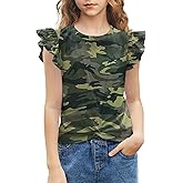 Arshiner Girls Shirt - Short-Sleeve Twist Front T-Shirt for Girls with Cute Flying Sleeves - Summer Blouse Tunic Tee Tops