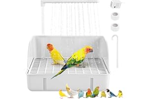 DINTSTYLE Parrot Bathtub, Large Bird Shower Fountain, Automatic Bird Bath, Parrot Bath Shower, Automatic Parrot Bathtub with Circulating Faucet, Indoor Fountain Bathtub with USB Pump, White