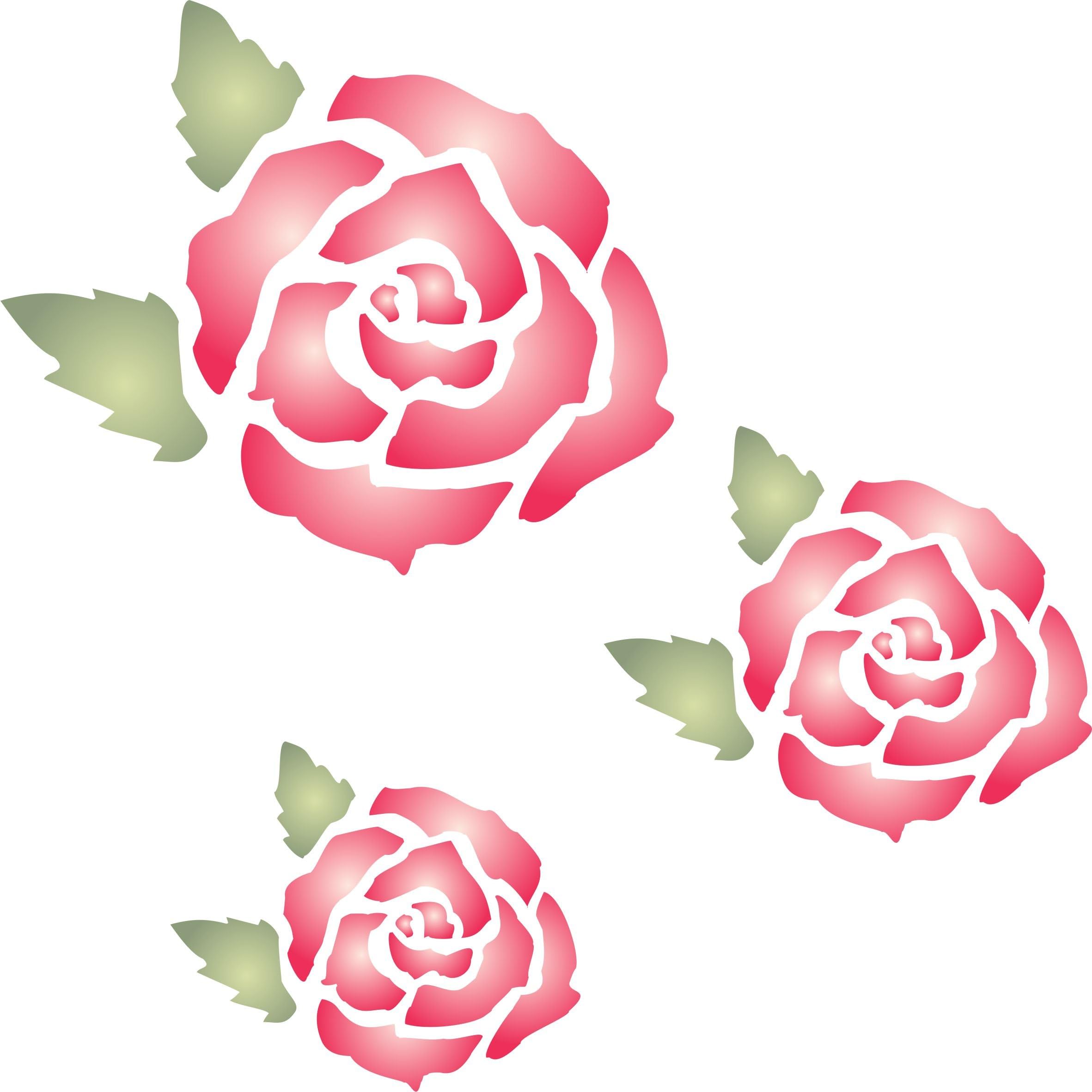 Rose Mural Stencil, 6.5 x 6.5 inch (S) - Flower Floral Mural Wall Art Stencils for Painting Template