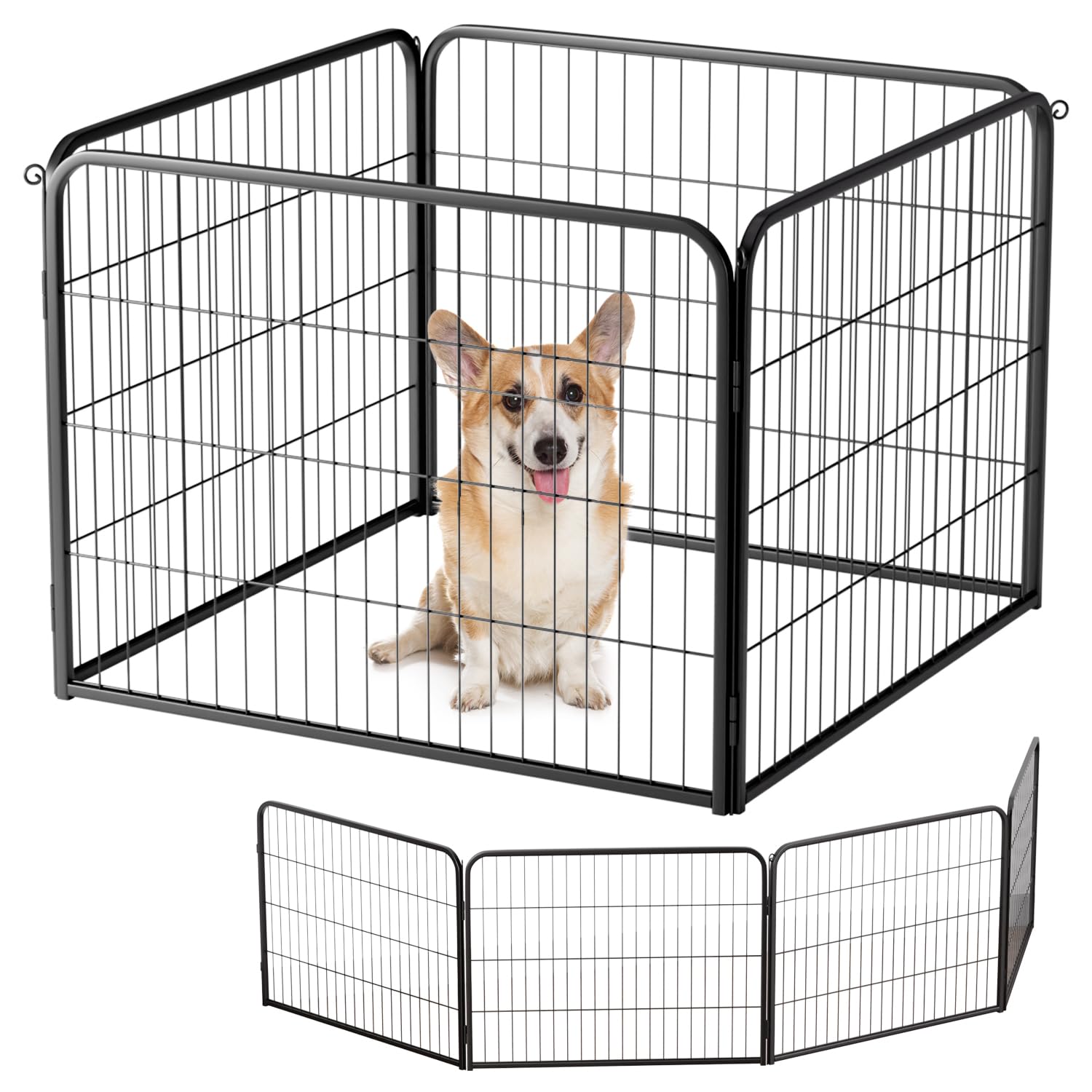 Photo 1 of BestPet | Dog Playpen Extender | 24 Inch, 4 Panels | Heavy Duty Metal Pet Exercise Pen | Indoor Outdoor Fence Panels | Rust-Resistant, Removable, Tool-Free Setup | Anti-Skid, Expandable Design