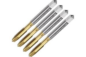 uxcell 4pcs Spiral Point Plug Taps, M6 x 1 Metric Thread Screw Tap, Titanium Coated High Speed Steel 6542, Machine Tapping Th