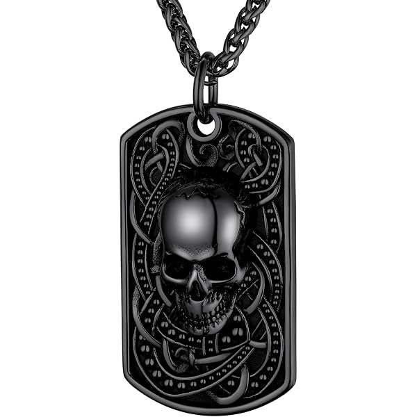 5PCS Gothic Punk Necklaces For Men Biker Cocktail Party Eagle Death Pirate Ship Anchor Black Anchor Life Tree Pendants 23 6 Stainless Steel Square Pearl Chain