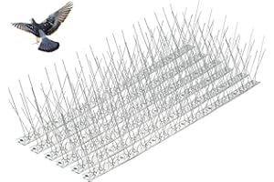 Lssfadccx Bird Spikes, Pigeon Outdoor Deterrent Device No More Bird Nests & Poop, Pigeon Spikes for Garden Fence Wall Railing Roof, 10cm/4inch Spikes (5 feet, Stainless Steel)
