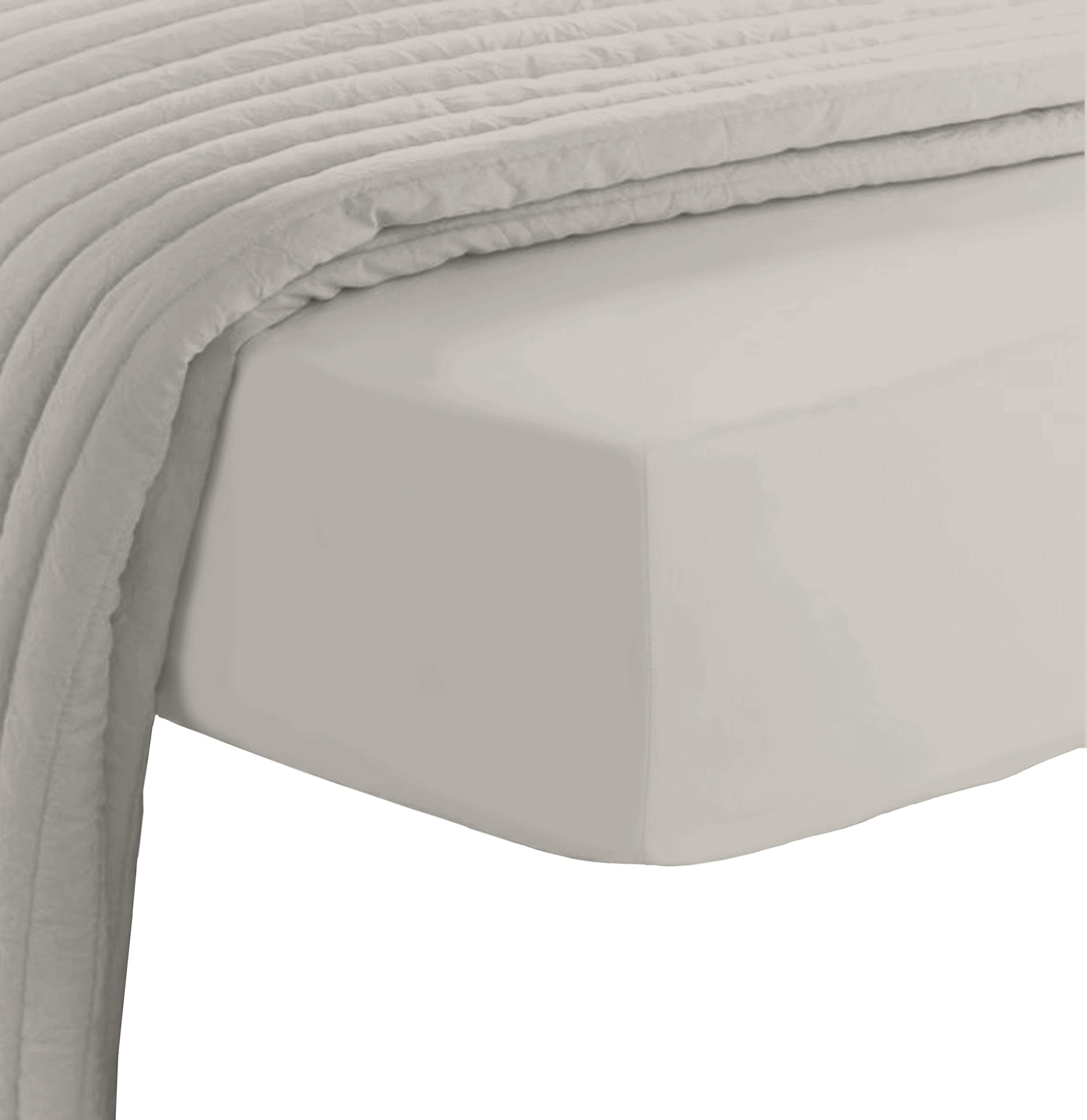 Pizuna Luxury Cotton European Single Fitted Sheet Grey, 800 Thread Count 100% Long Staple Cotton Fitted Sheet Single Bed 100 X 200cm, Sateen Weave Crisp Fitted Sheets Deep Fit 40 cm 1 PC — image 1