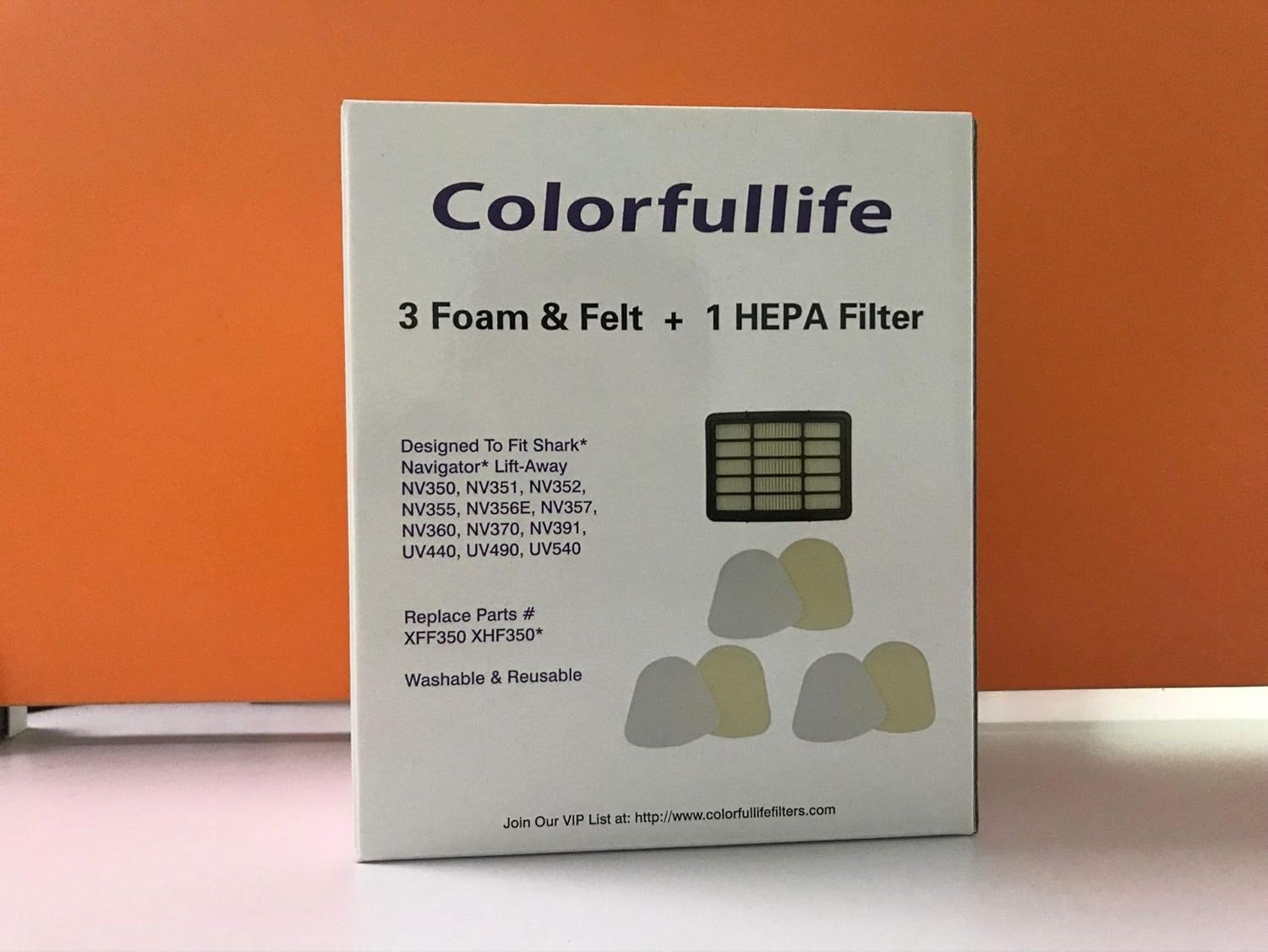 Colorfullife 2 Hepa Filter 4 Foam for Shark Vacuum Navigator Lift-Away NV350, NV351, NV352, NV355, NV356E, NV357, NV360, NV370, NV391, UV440, UV490, UV500, UV540, UV541, UV550, Part XFF350 XHF350 -