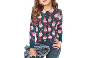 QBILY Girl's Funny Fall Winter Animal Floral Christmas Long Sleeve Button Knit Cardigan Sweater 5-14 Years Boys