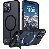 Temdan Magnetic Compatible with iPhone 15 Plus Case & iPhone 14 Plus Case, [Built-in Invisible Kickstand][Compatible with MagSafe][Military Grade Shockproof] Slim Translucent Matte Phone Case 6.7"