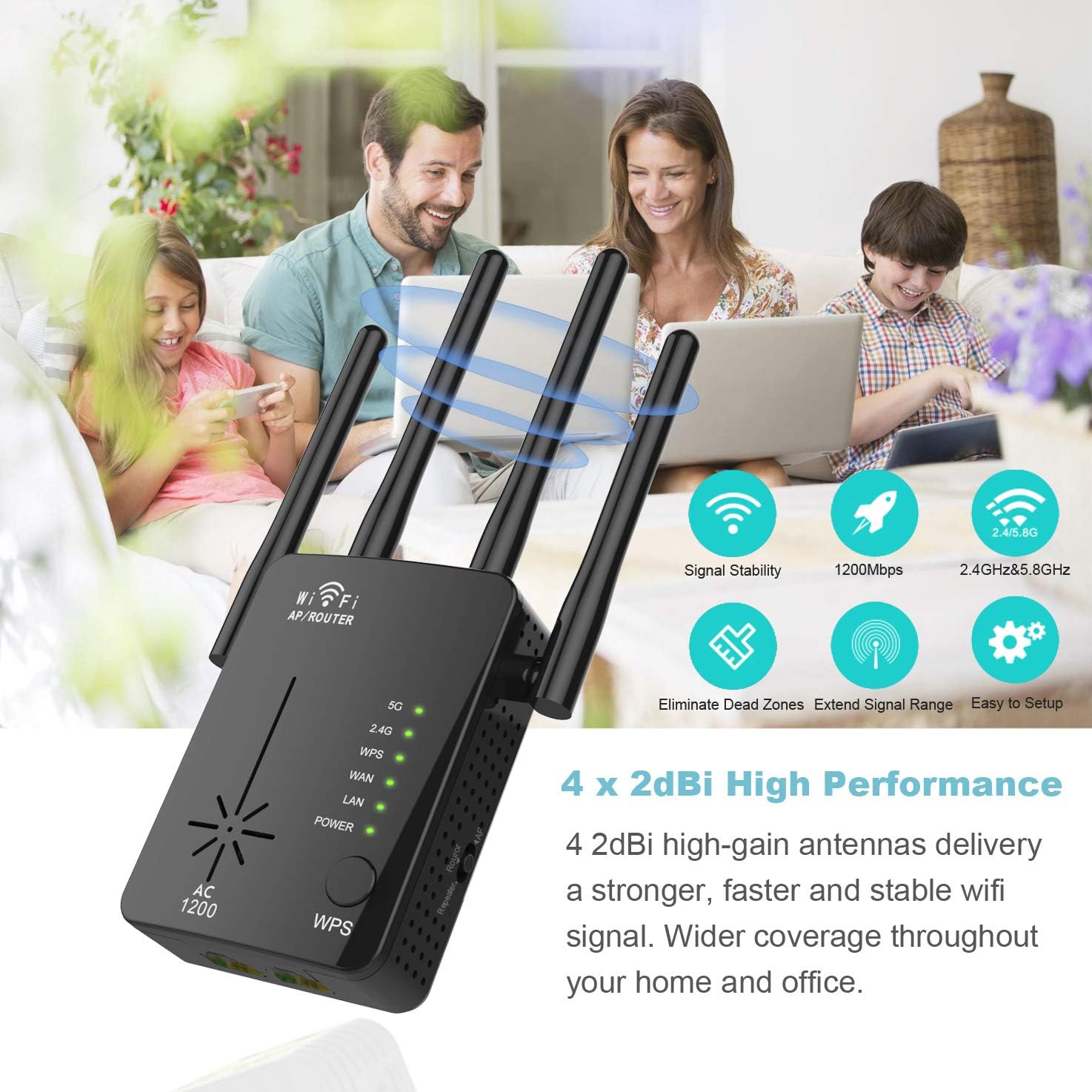 WiFi Range Extender, Upgraded 5GHz & 2.4GHz Dual Band 1200Mbps WiFi Repeater Wireless Signal Booster, 360 Degree Full Coverage WiFi Extender Signal Amplifier with Router/AP/Repeater Mode: Computers & Accessories