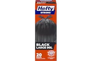 Hefty™ 20ct Black Garbage Bags Strong Large 90L, EasyFlaps™, Arm & Hammer odour neutralizer, Plastic Trash/Waste Bags, Fits s