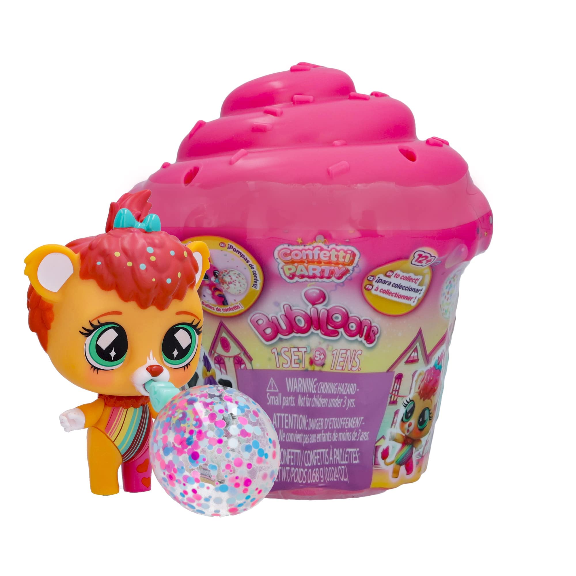 IMC Toys Confetti Party | Surprise collectible mini animal doll that inflates Balloons with 8 Accessories - Gift toy for girls and boys +3 Years