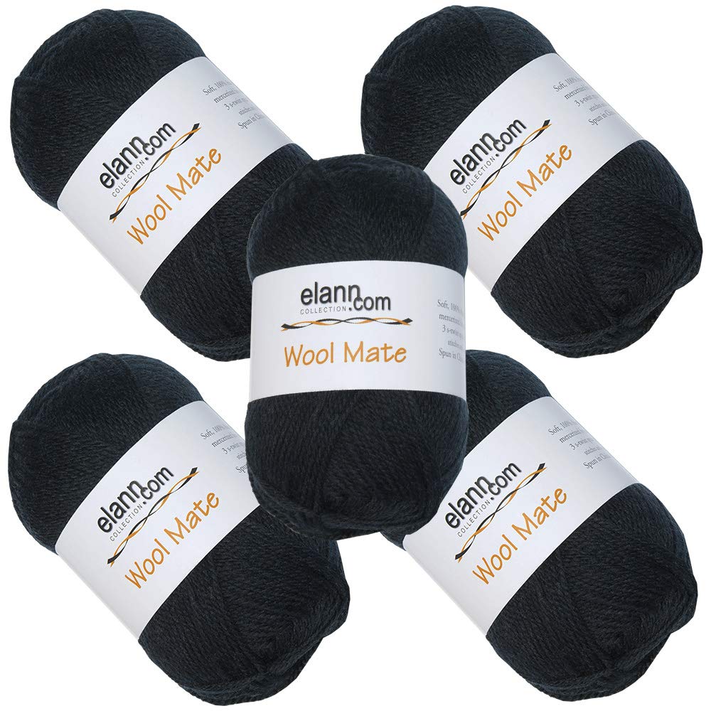 elann Wool Mate Yarn 5 Ball Bag 020 Black