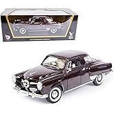 LUCKY DIE CAST 1950 Studebaker Champion Starlight Coupe 1:18 Diecast - Bullet Nose & Hill Holder | Opening Doors, Steering Linkage, Premium Gift Box | Ages 14+,Burgundy