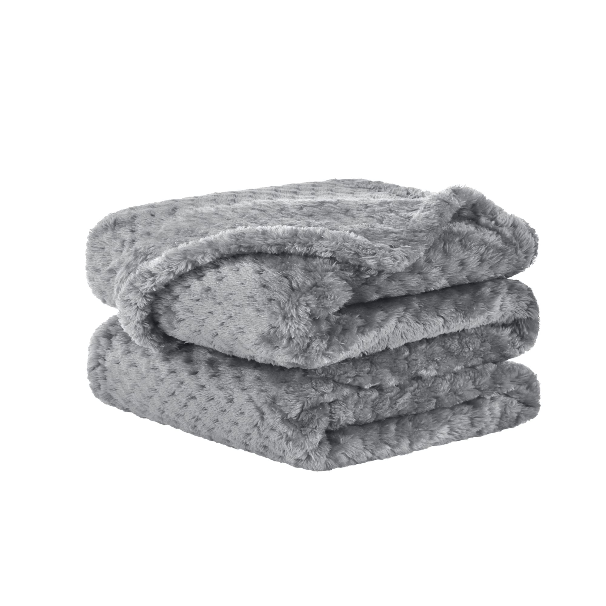 sourcing map Flannel Fleece Bed Blankets, Soft Warm Microfiber Blanket, Mesh Fuzzy Plush 330GSM Lightweight Decorative Solid Blankets for Bed Gray 70 x 100cm