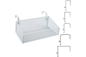 MATIMASU Bedside Shelf for Bed & Bunk Bed Storage Basket Office Cubical Wall Hanging Organizer - 5 Different Size Hooks - College Dorm Home Office Essentials for Phone,Book,Drink,Tissue (White)