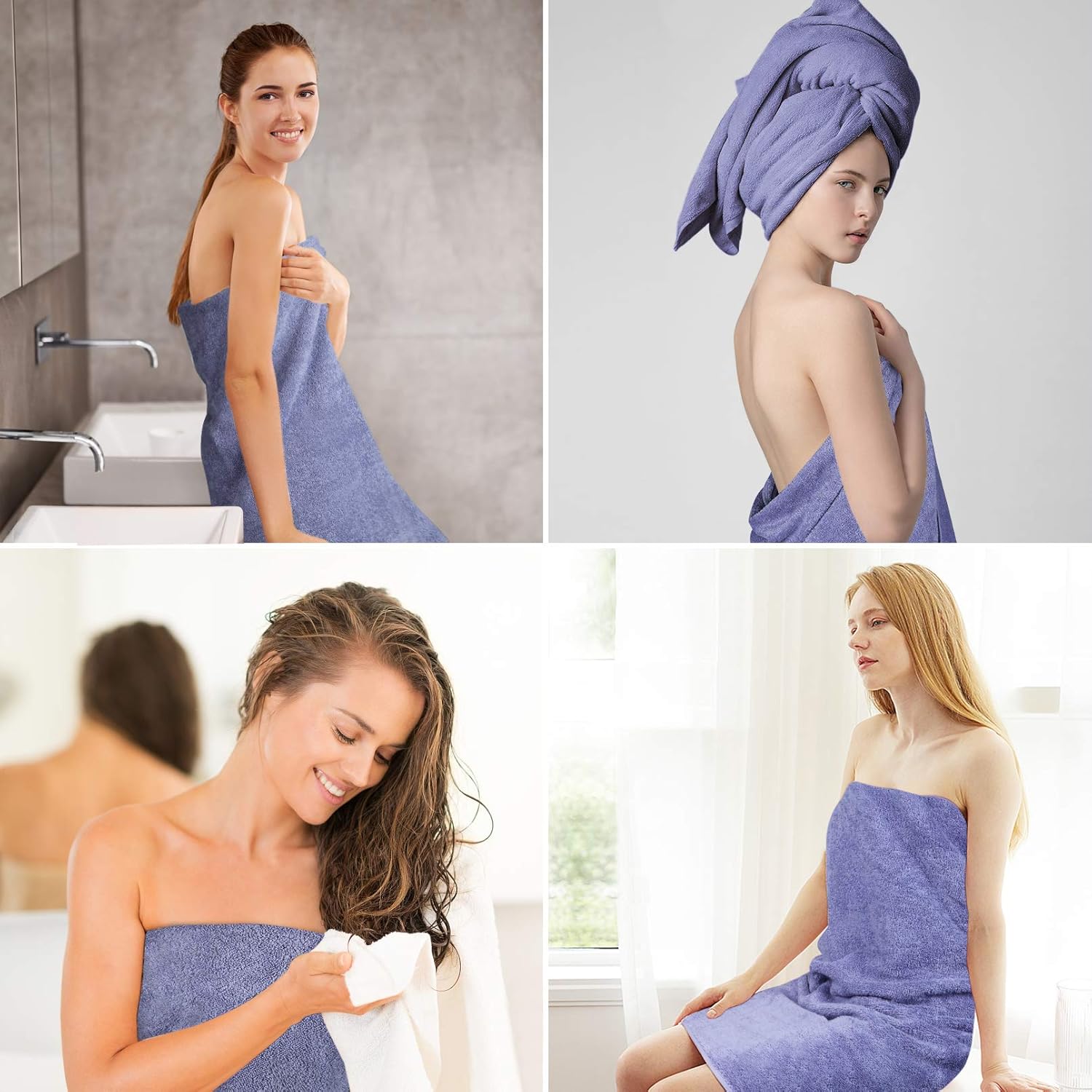 YOOFOSS Bath Towels 100% Organic Cotton Bath Towels Set 28x55 in Large Soft, Plush, Absorbent Towel for Bathroom - Purple: Kitchen & Dining