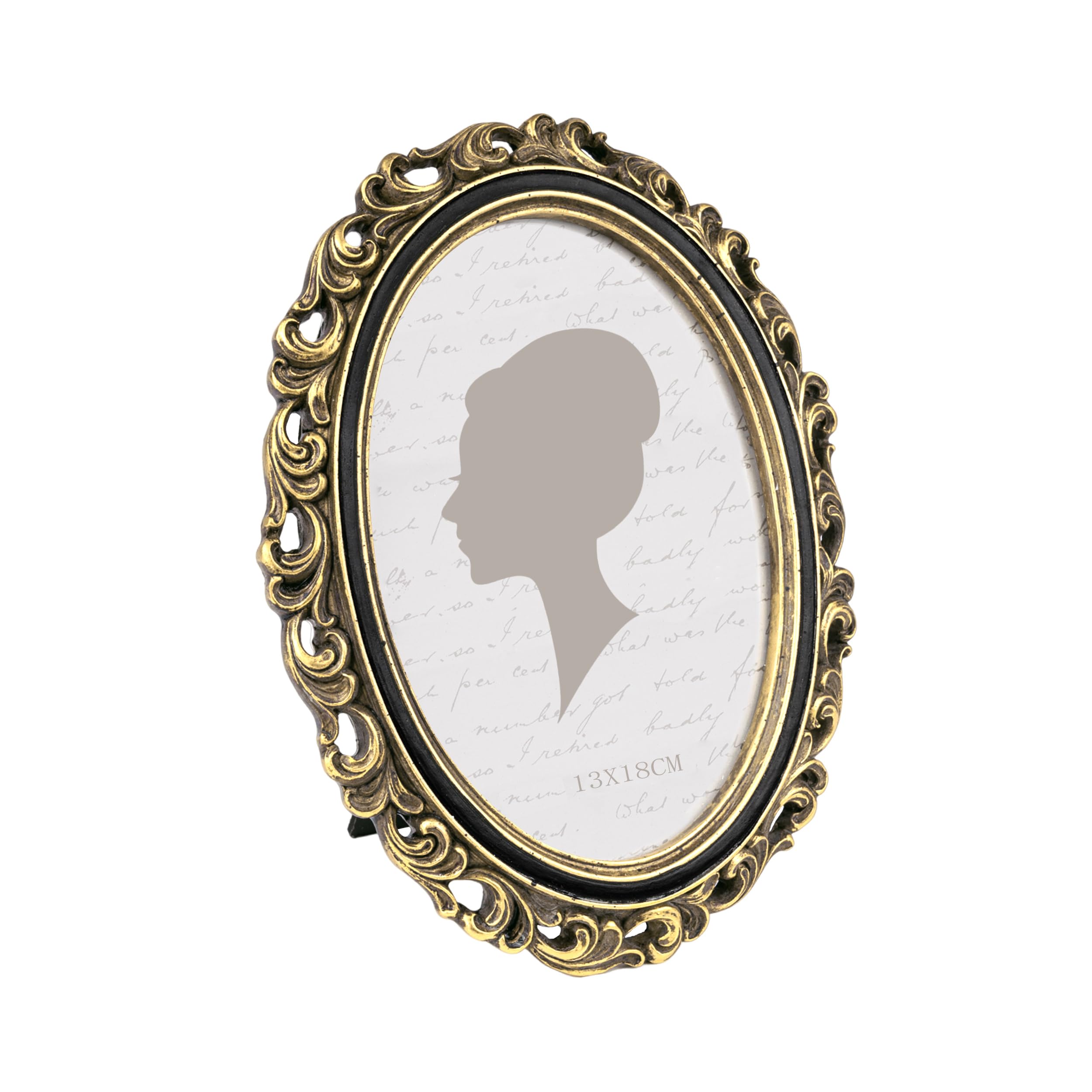 Sunlit Vintage Picture Frame 5x7 Inch, Oval Antique Photo Frames with Glass Front, Luxury Photo Display, Tabletop Wall Hanging, Gold Black