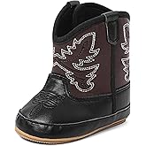 MK MATT KEELY Baby Boys Girls Cowboy Boots Infant Western Boots Toddler Soft Sole Non-Slip Round Toe Bootie Newborn First Walker Crib Shoes
