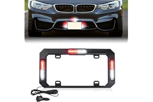 BEEYEO 36 LED License Plate Strobe Light, Front/Rear Strobe Lights, 28 Flash Modes Emergency Safety Warning LED License Frame for Cars Vehicles Trucks, Red White