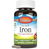 Carlson - Chewable Iron, 30 mg, Superior Absorption, Blood Health, Energy Production & Optimal Wellness, Chewable Iron Supplement for Women & Men, Natural Strawberry Flavor, 120 Tablets