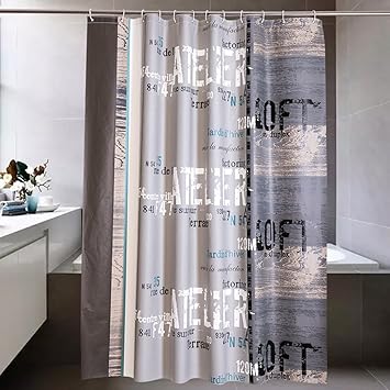 Amazon Tianta Showerカーテン英語文字peva防水カビ浴室シャワーカーテン 180 240cm シャワーカーテン ホーム キッチン オンライン通販