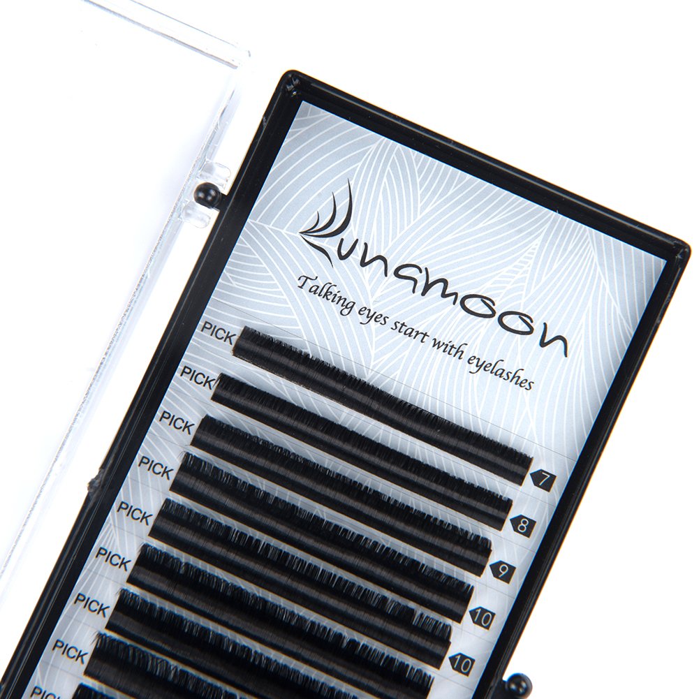 Lunamoon False Eyelashes Extension Fake Eye Lash Individual Natural Look Volume Lashes Salon Use for Makeup High Quality C/D-Curl 0.05mm 0.07mm 0.25mm 7-14mm Mix Length (0.07 D 7-14mm)