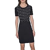 Karl Lagerfeld Womens Short Sleeve Stretchy Sweater Dress