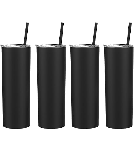 Amazon.com | Maars 20 oz. Skinny Steel, Double Wall Stainless Tumbler  (White, 4 Pack): Tumblers & Water Glasses